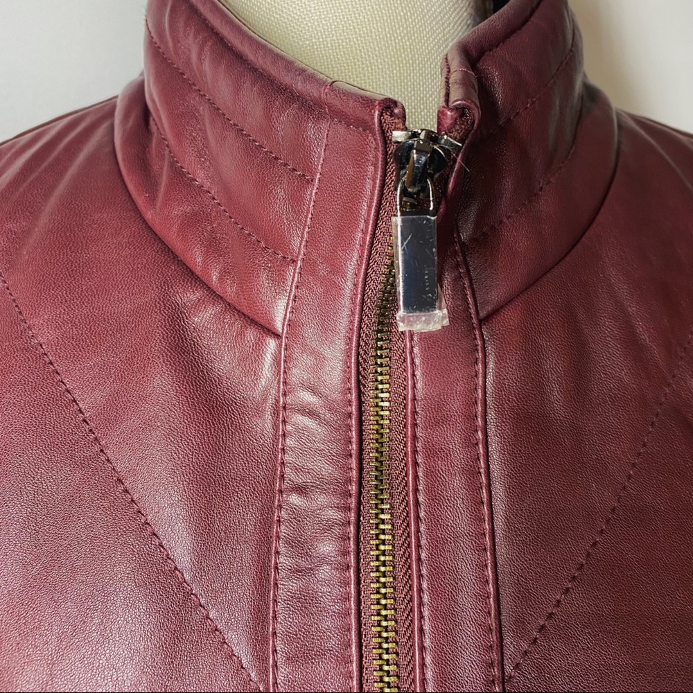 🎉HP🎉Badgley Mischka Oxblood Eloise Quilted Leather Jacket - Picture 2 of 10